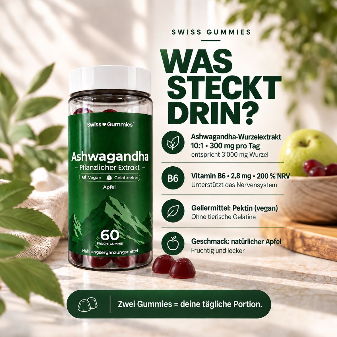 Ashwagandha – gummies with 300 mg of root extract and vitamin B6